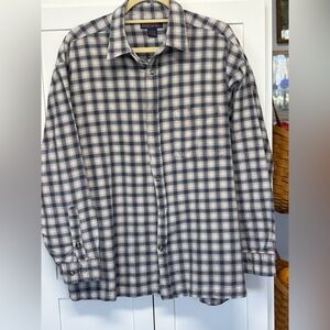 Men’s large 100% cotton shirt, Sierra Pacific blue plaid